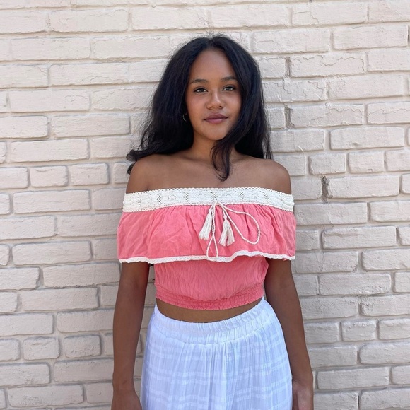 Flying tomato y2k bohemian pink crop top sz xs - Picture 1 of 6